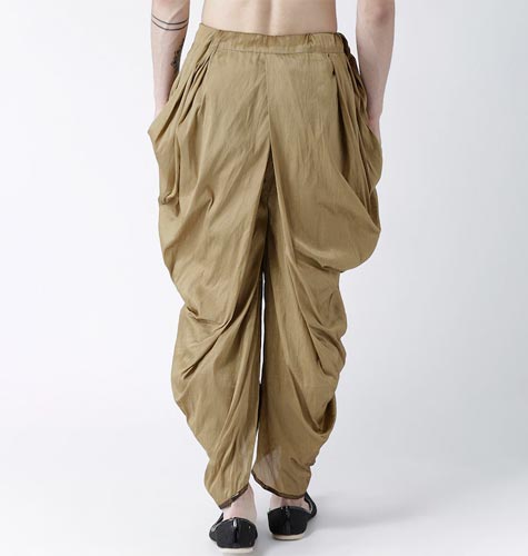 Deyann Men Brown Solid Silk Dhoti